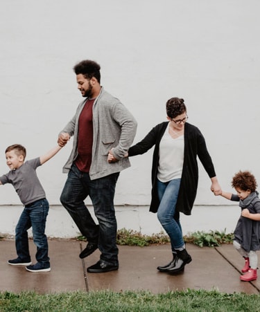 A family holding hands